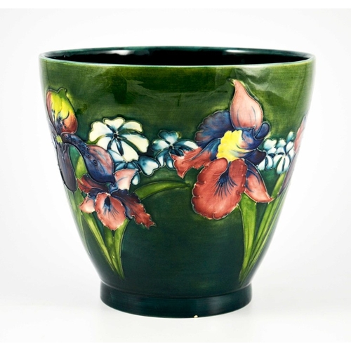 1084 - Walter Moorcroft, a large Orchid jardiniere or vase, circa 1950s, conical beaker form, green ground,... 