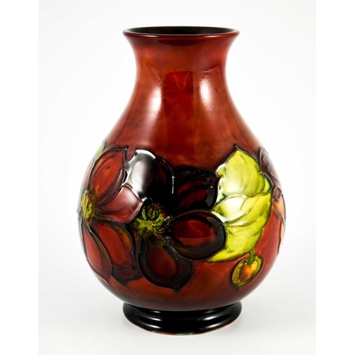 1085 - Walter Moorcroft, a Flambe Clematis vase, circa 1960s, baluster form, impressed marks and underglaze... 