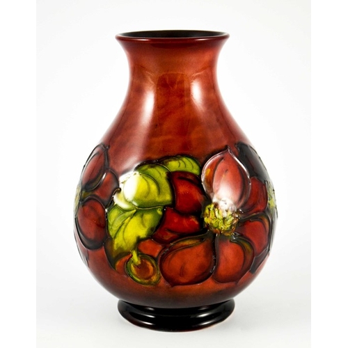 1085 - Walter Moorcroft, a Flambe Clematis vase, circa 1960s, baluster form, impressed marks and underglaze... 