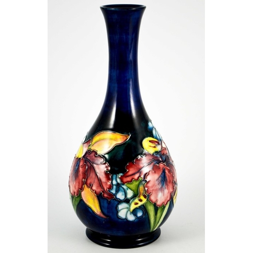 1088 - Walter Moorcroft, an Orchid vase, circa 1960, bottle form, impressed marks and underglaze teal monog... 