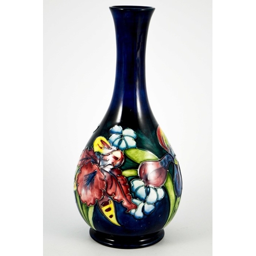 1088 - Walter Moorcroft, an Orchid vase, circa 1960, bottle form, impressed marks and underglaze teal monog... 