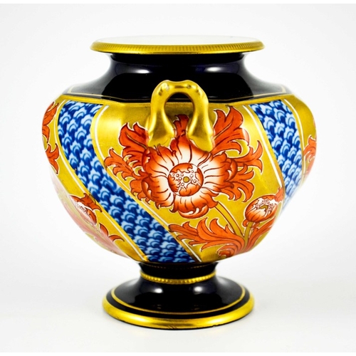 1093 - William Moorcroft for James MacIntyre, an Aurelian Poppy pedestal vase, circa 1897, twin handled oct... 