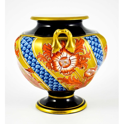 1093 - William Moorcroft for James MacIntyre, an Aurelian Poppy pedestal vase, circa 1897, twin handled oct... 