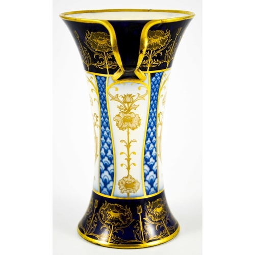 1095 - William Moorcroft for James MacIntyre, an Aurelian Poppy vase, circa 1897, twin handled waisted trum... 