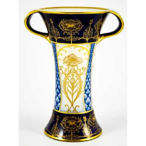 1095 - William Moorcroft for James MacIntyre, an Aurelian Poppy vase, circa 1897, twin handled waisted trum... 