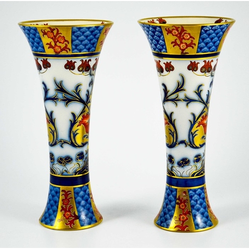 1097 - William Moorcroft for James MacIntyre, a pair of Aurelian Poppy vases, circa 1897, waisted trumpet f... 