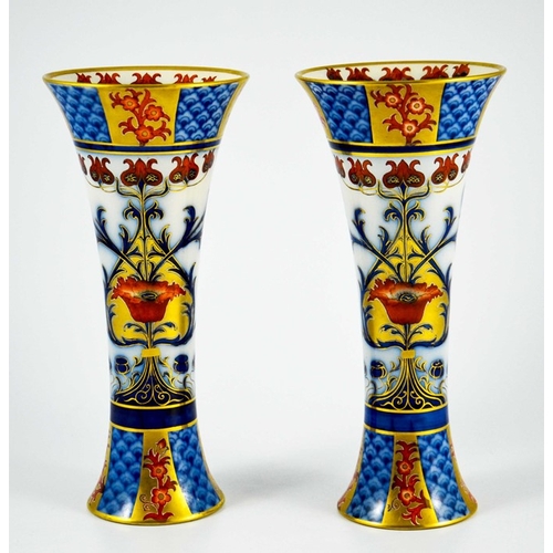 1097 - William Moorcroft for James MacIntyre, a pair of Aurelian Poppy vases, circa 1897, waisted trumpet f... 