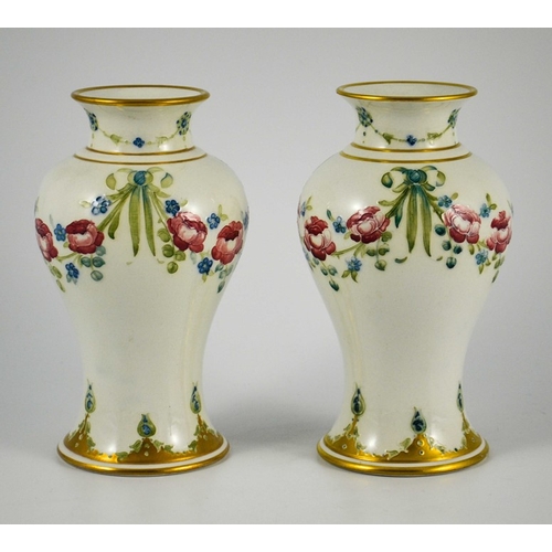 1099 - William Moorcroft for James MacIntyre, a pair of Eighteenth Century pattern vases, circa 1908, inver... 