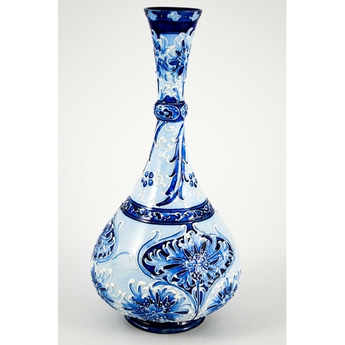 1100 - William Moorcroft for James MacIntyre, a Florian Ware Cornflower bottle vase, circa 1899, onion form... 