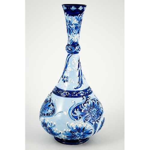 1100 - William Moorcroft for James MacIntyre, a Florian Ware Cornflower bottle vase, circa 1899, onion form... 