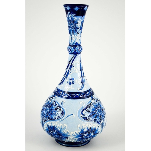 1100 - William Moorcroft for James MacIntyre, a Florian Ware Cornflower bottle vase, circa 1899, onion form... 