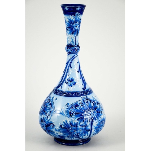 1101 - William Moorcroft for James MacIntyre, a Florian Ware Cornflower bottle vase, circa 1901, onion form... 