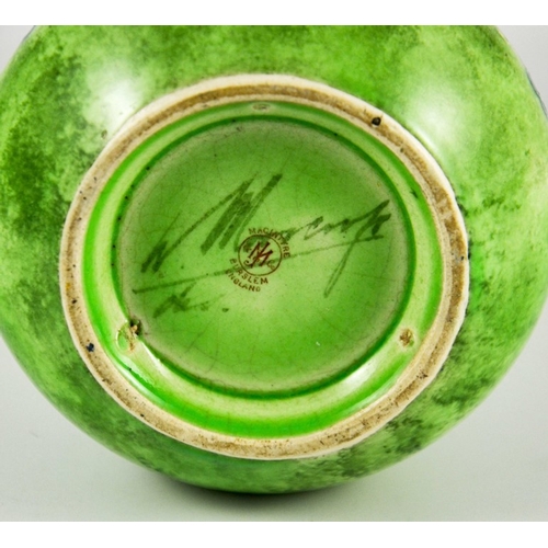 1102 - William Moorcroft for James MacIntyre, an Eighteenth Century on green vase, circa 1908, double gourd... 