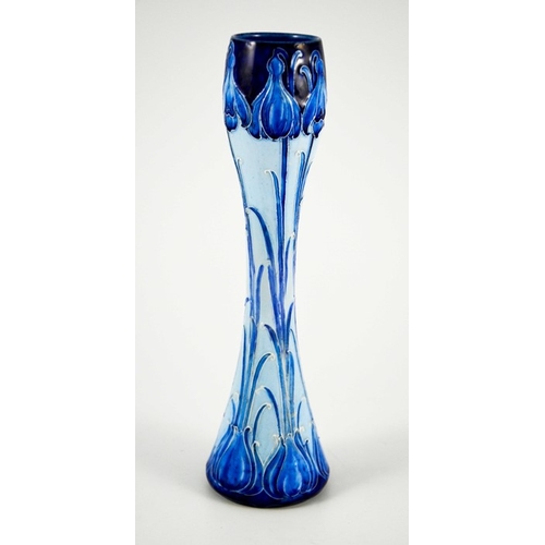 1104 - William Moorcroft for James MacIntyre, a Florian Ware Snowdrop vase, circa 1902, waisted elongated g... 