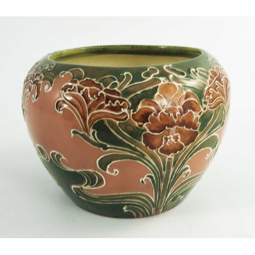 1109 - William Moorcroft for MacIntyre, Florian bowl, circa 1900, printed marks, painted green signiature, ... 