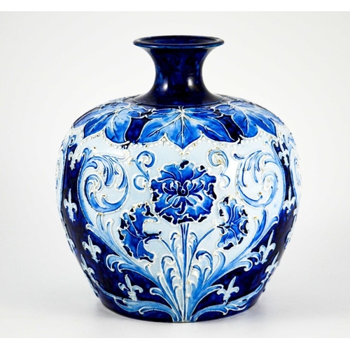 1114 - William Moorcroft for James MacIntyre, a Florian Ware Dianthus vase, circa 1899, ovoid form, printed... 