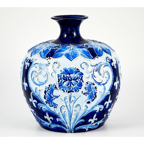 1114 - William Moorcroft for James MacIntyre, a Florian Ware Dianthus vase, circa 1899, ovoid form, printed... 