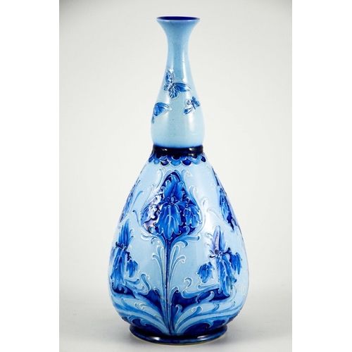 1116 - William Moorcroft for James MacIntyre, a Florian Ware Iris vase, circa 1900, double gourd bottle for... 