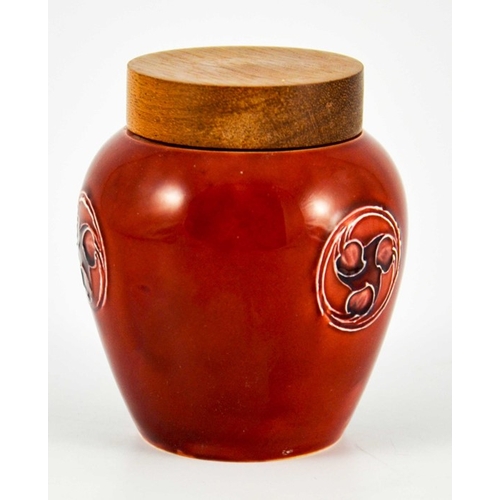 1119 - William Moorcroft for Liberty and Co., a small Flamminian red ginger jar, circa 1906, ovoid shoulder... 