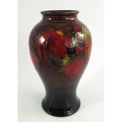 1167 - William Moorcroft, a Flambe Leaf and Berry vase, circa 1935, inverse baluster form, impressed facsim... 