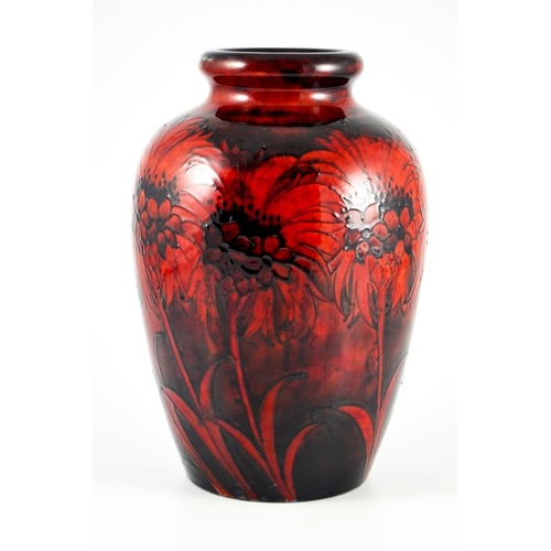 1169 - William Moorcroft, a large Flambe Cornflower vase, circa 1930, shouldered form, impressed marks and ... 