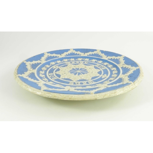 1174 - A W N Pugin (attributed), a Gothic Revival Parian ware bread plate, Waste Not Want Not, relief mould... 