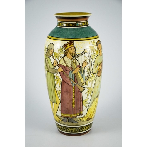 1178 - Henry Stacy Marks (attributed) for Minton Art Pottery, Kensington Gore, a faience vase, 1870, should... 