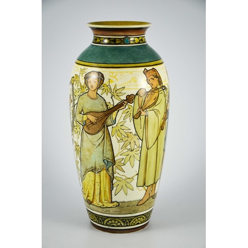 1178 - Henry Stacy Marks (attributed) for Minton Art Pottery, Kensington Gore, a faience vase, 1870, should... 