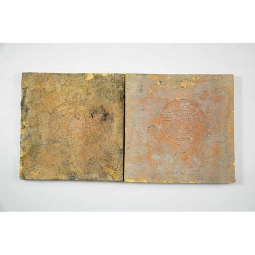 1200 - William De Morgan for Sands End Pottery, a pair of BBB tiles, circa 1890, stamped marks, 15.5cm squa... 