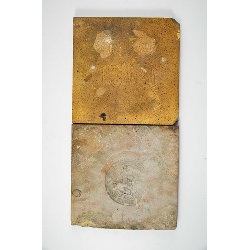 1202 - William De Morgan for Merton Abbey and Sands End Pottery, two BBB tiles, circa 1885 and 1890, stampe... 