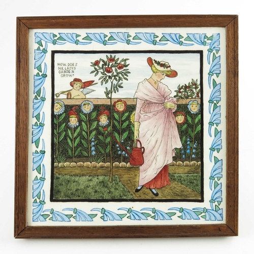 1211 - Walter Crane for Minton, a set of six nursery rhyme tiles, circa 1877, hand painted with various sce... 