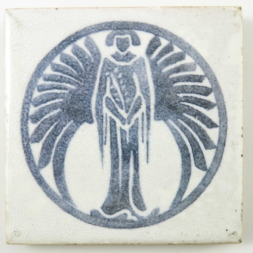 1212 - Polly Brace for Dunsmore, a set of ten Zodiac tiles, circa 1928, each with blue stencilled design, o... 