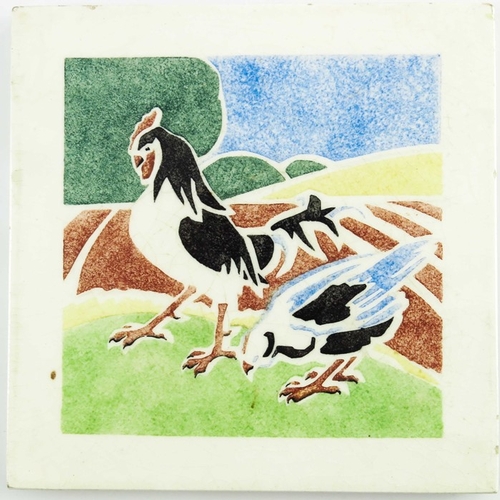 1213 - Polly Brace for Dunsmore, two pairs of tiles, circa 1928, including Kookaburra and Farm Animals, on ... 