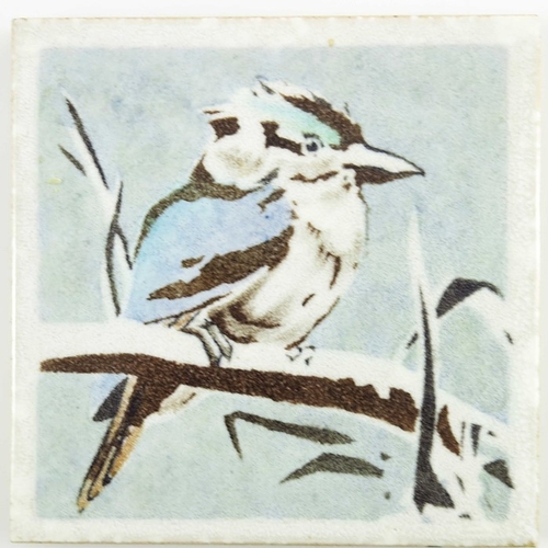 1213 - Polly Brace for Dunsmore, two pairs of tiles, circa 1928, including Kookaburra and Farm Animals, on ... 