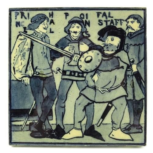 1220 - A Copeland Shakespeare series tile, circa 1878, Prince Hal and Falstaff from Henry IV pt II, monochr... 