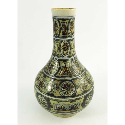 1224 - Robert Wallace Martin for Martin Brothers, a stoneware vase, 1880, bottle form with incised banding ... 