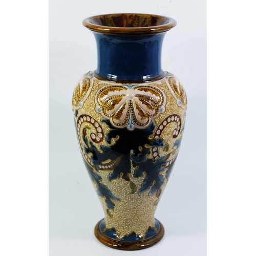 1235 - Frank Butler for Doulton Lambeth, a large stoneware vase, inverse baluster form, relief moulded and ... 