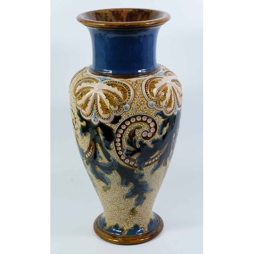 1235 - Frank Butler for Doulton Lambeth, a large stoneware vase, inverse baluster form, relief moulded and ... 