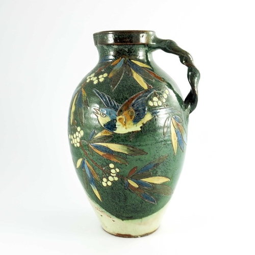 1247 - William Baron for C H Brannam, a large art pottery jug, 1890, shouldered form, sgraffito decorated w... 