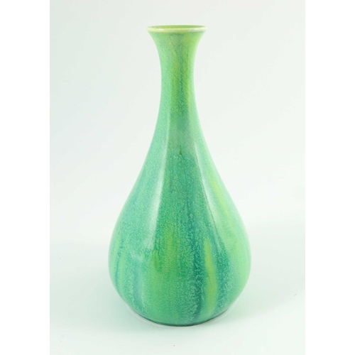 1279 - Pilkington, three Royal Lancastrian vases, 1906 to 1912, elongated bulbous forms, plain streaky, cur... 