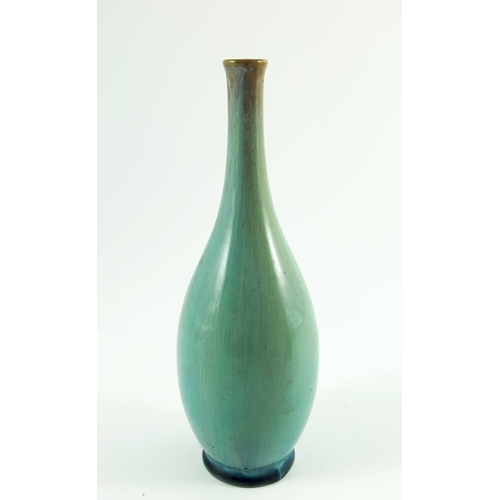 1279 - Pilkington, three Royal Lancastrian vases, 1906 to 1912, elongated bulbous forms, plain streaky, cur... 