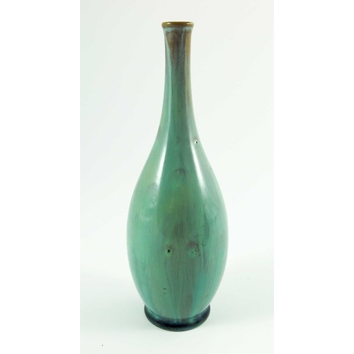 1279 - Pilkington, three Royal Lancastrian vases, 1906 to 1912, elongated bulbous forms, plain streaky, cur... 