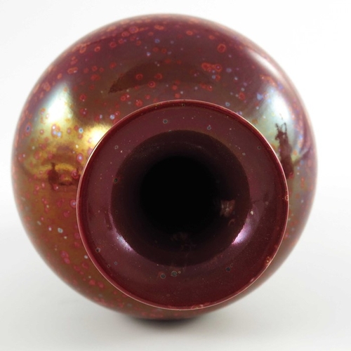 1293 - Pilkington, a Royal Lancastrian mottled ruby lustre vase, 1910, inverse baluster form with elongated... 