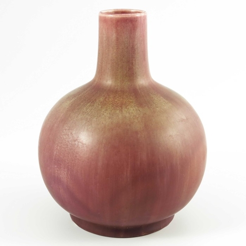 1307 - Pilkington, a Royal Lancastrian vase, circa 1903, onion form, matte drip glazed draining pink to red... 