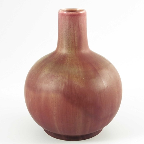 1307 - Pilkington, a Royal Lancastrian vase, circa 1903, onion form, matte drip glazed draining pink to red... 