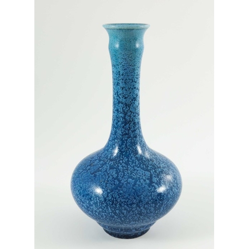 1311 - Pilkington, a Royal Lancastrian blue vermilion glazed vase, circa 1905, shape 2017, double ogee ovoi... 