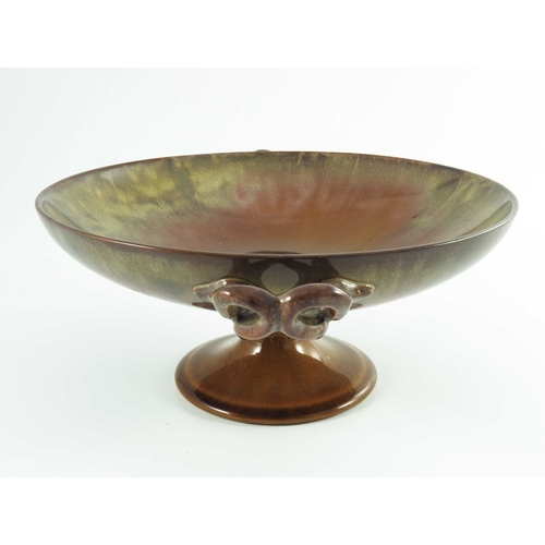 1312 - Pilkington, a Royal Lancastrian tazza or pedestal bowl, circa 1905, shape 2219A, shallow dish form w... 