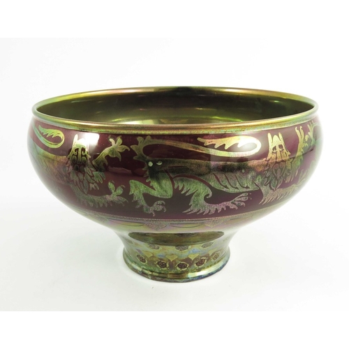 1314 - Walter Crane and William S Mycock for Pilkington, a Royal Lancastrian lustre bowl, 1932, ogee form, ... 