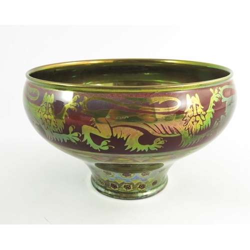 1314 - Walter Crane and William S Mycock for Pilkington, a Royal Lancastrian lustre bowl, 1932, ogee form, ... 