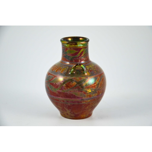 1315 - Richard Joyce (attributed) for Pilkington, a small Royal Lancastrain lustre vase, circa 1920, twin h... 